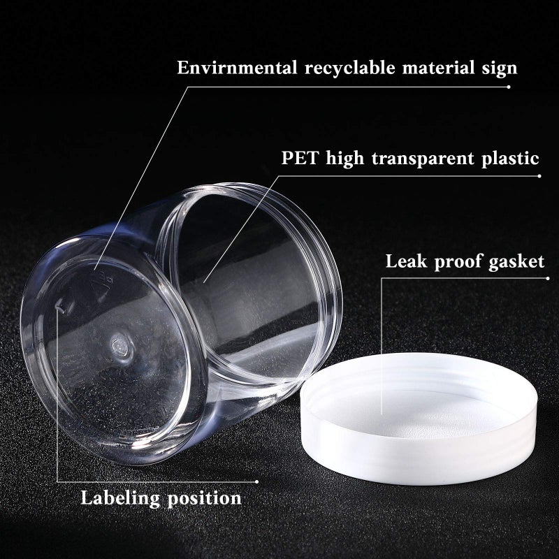 Patelai 4 Pieces Round Wide-mouth Leak Proof Plastic Container Jars with Lids for Travel Storage Makeup Beauty Products Face Creams Oils Salves Ointments DIY Making(8 Ounce,White) - Image 3