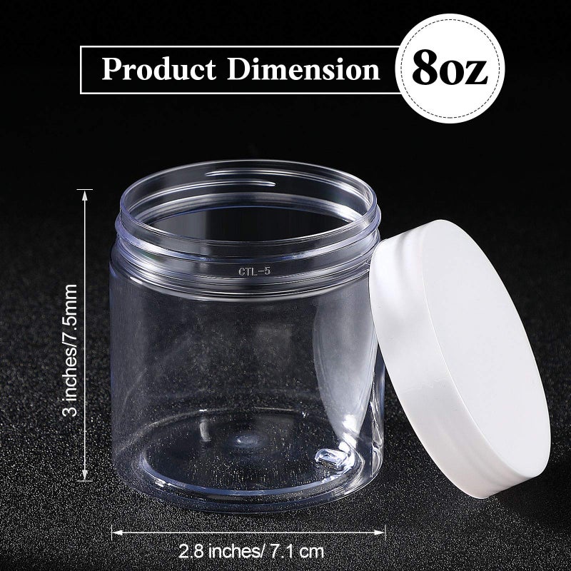 Patelai 4 Pieces Round Wide-mouth Leak Proof Plastic Container Jars with Lids for Travel Storage Makeup Beauty Products Face Creams Oils Salves Ointments DIY Making(8 Ounce,White) - Image 2