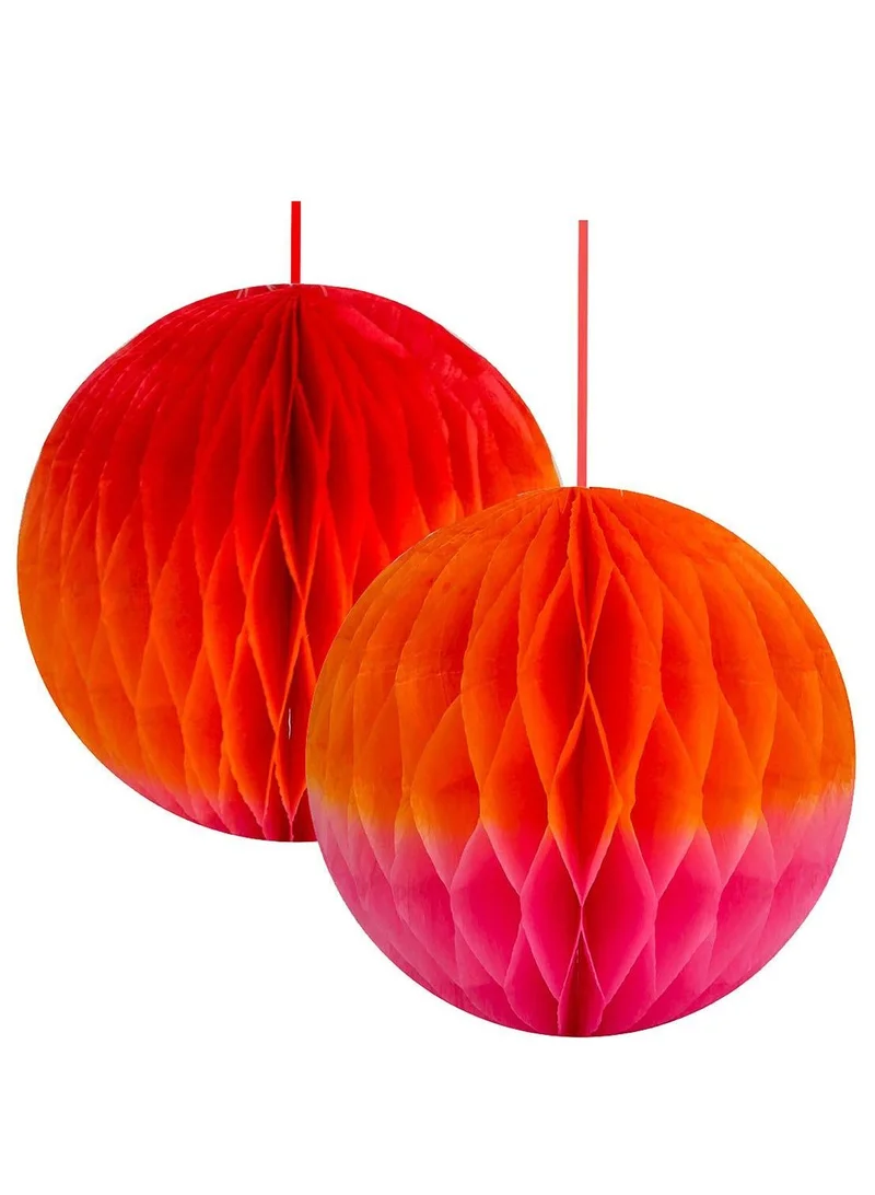 Talking Tables Honeycomb Ombre Red, Orange & Pink Balls