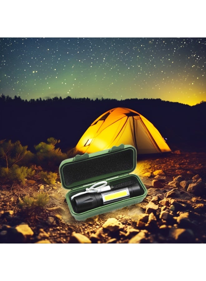 Aluminum COB LED Mini Flashlight – USB Rechargeable Zoom Torch Light for Camping, Emergency & Daily Use - Image 4