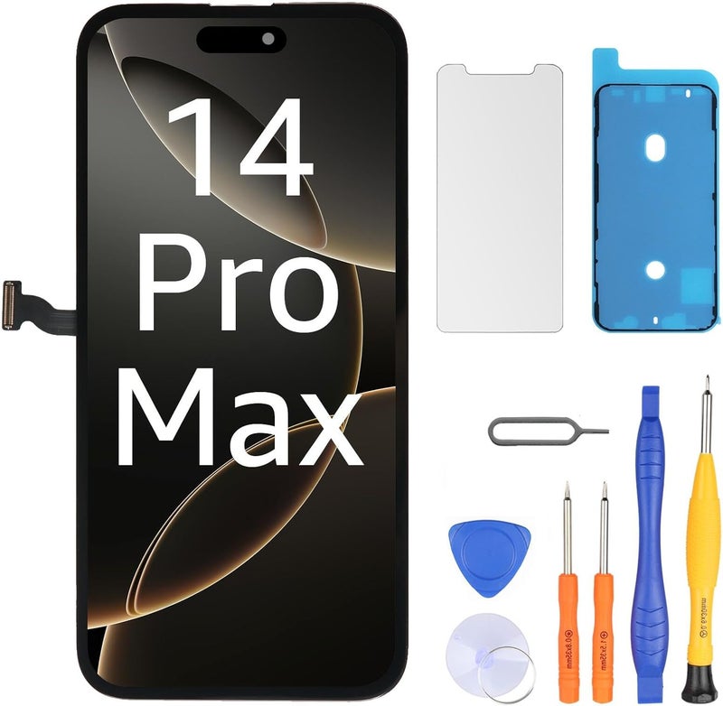 LL TRADER Screen Replacement for iPhone 14 pro max 6.7" LCD Retina FHD Display COF Touch Screen Digitizer with Repair Tool Kits, Waterproof Tape, Screen Protector (Truetone programable) 2025 USA New - Image 1