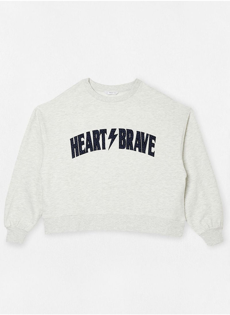 MANGO Youth Text Print Oversized Sweatshirt  - Image 1