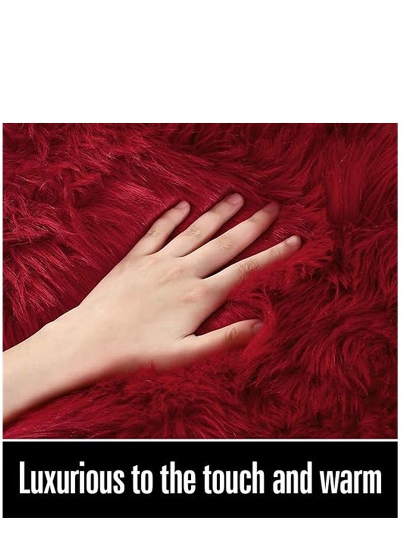 السجاد المنطقة الناعمة ، غرفة المعيشة الحديثة السجاد الفلوف ، Lndoor مساحة كبيرة السجاد شاغ السجاد الشعري الناعمة البلوش الفروي على جانب السرير مكافحة الانزلاق حصيرة ، آلة غسيل السجاد المنطقة لغرفة المعيشة غرفة النوم غرفة الأطفال ديكور المنزل (الأحمر ، 60 × 180 سم) - Image 3