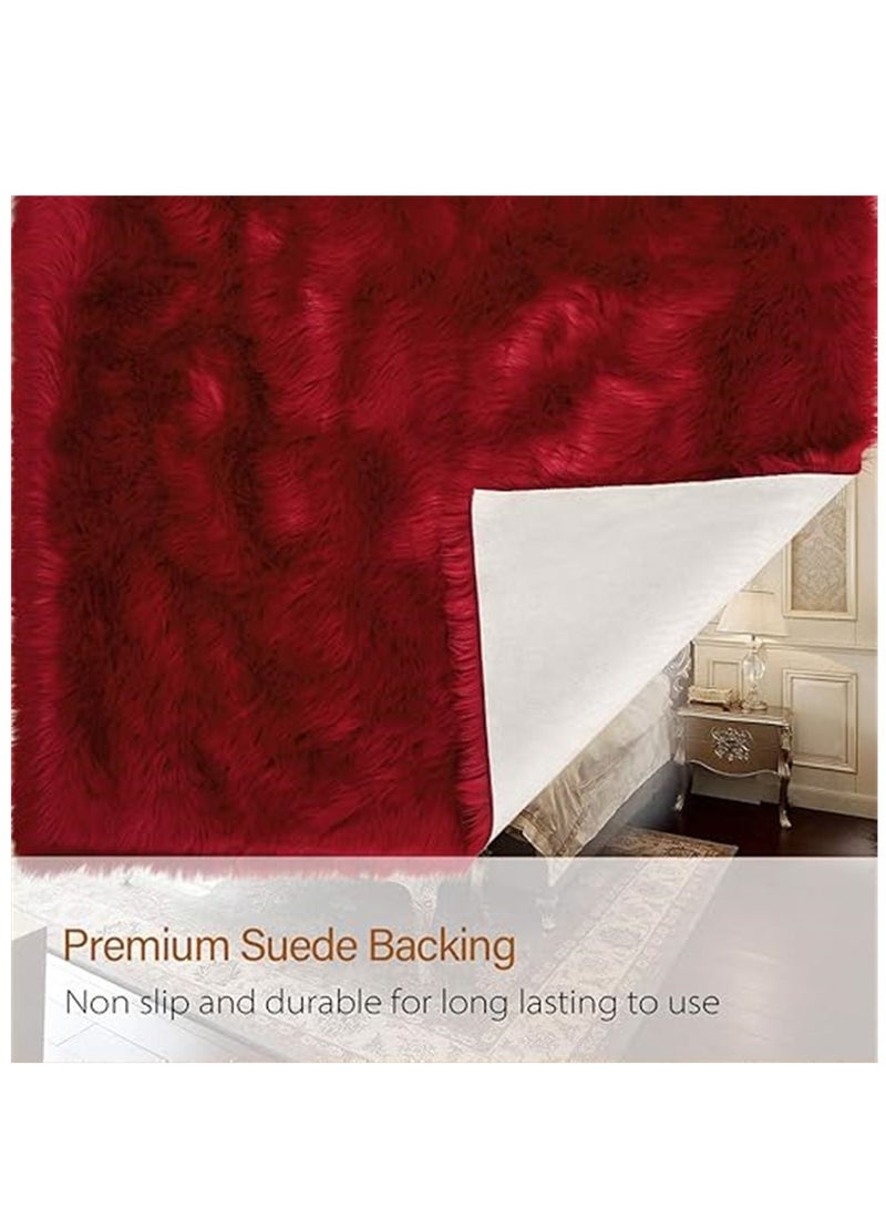 السجاد المنطقة الناعمة ، غرفة المعيشة الحديثة السجاد الفلوف ، Lndoor مساحة كبيرة السجاد شاغ السجاد الشعري الناعمة البلوش الفروي على جانب السرير مكافحة الانزلاق حصيرة ، آلة غسيل السجاد المنطقة لغرفة المعيشة غرفة النوم غرفة الأطفال ديكور المنزل (الأحمر ، 60 × 180 سم) - Image 4