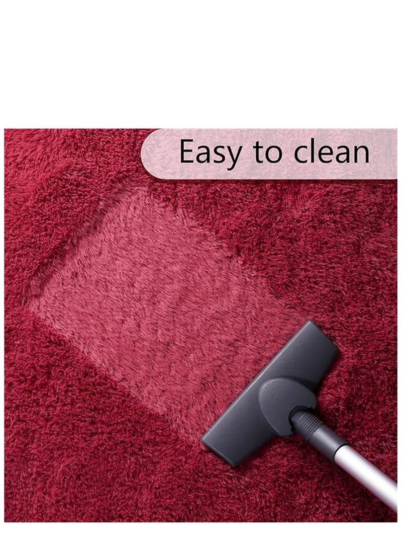 السجاد المنطقة الناعمة ، غرفة المعيشة الحديثة السجاد الفلوف ، Lndoor مساحة كبيرة السجاد شاغ السجاد الشعري الناعمة البلوش الفروي على جانب السرير مكافحة الانزلاق حصيرة ، آلة غسيل السجاد المنطقة لغرفة المعيشة غرفة النوم غرفة الأطفال ديكور المنزل (الأحمر ، 60 × 180 سم) - Image 5