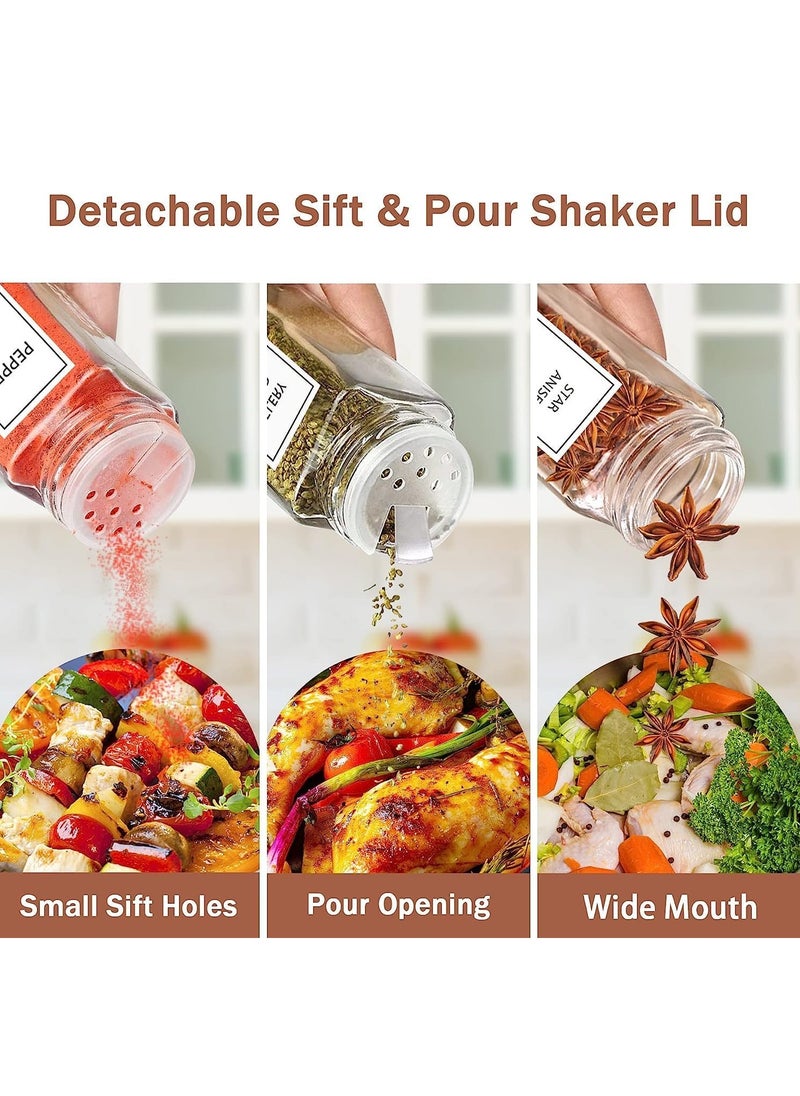 TYCOM Spice Jars With Labels for Kitchen Organizing Drawers 120 Ml Glass Jars With Cleaning Brush and Collapsible Funnel Food Storage Jars 24 Pcs With Bamboo Lids.  - Image 2