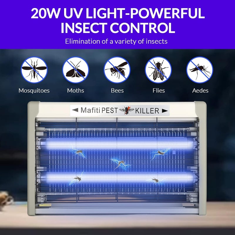 Mafiti Bug Zappers,Electric Insect Killer Indoor Mosquito Zapper Attracting Flies with UV Light 20W for Kitchen,Home,Indoor Garden Yard Commercial or Domestic Usage (Grey) - Image 3