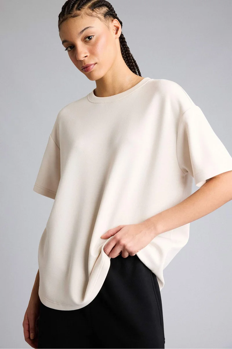 DeFacto Oversize Fit Crew Neck Sports Modal T-Shirt