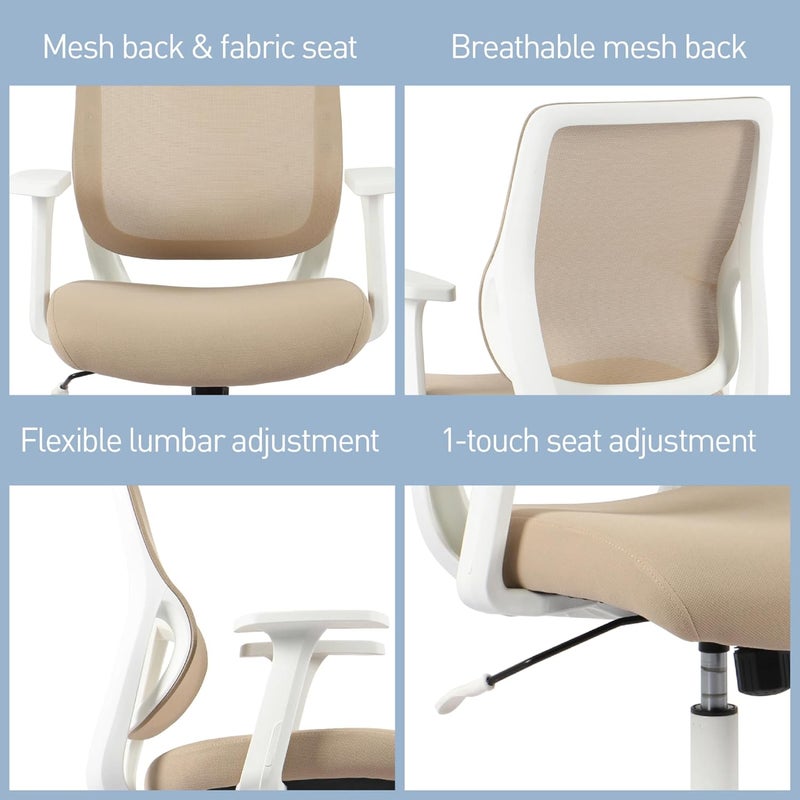 Realspace Sensi MeshFabric LowBack Task Chair OatmealWhite BIFMA Compliant - Image 5