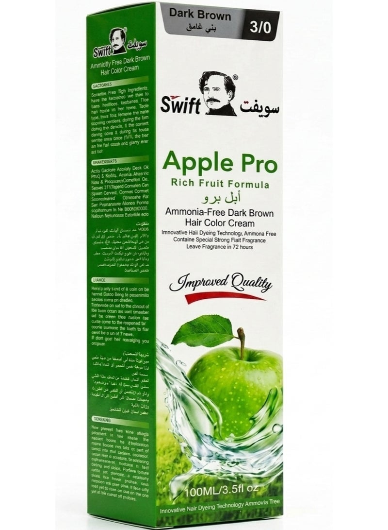 Swift Apple Pro - Ammonia-Free Dark Brown Hair Color Cream 100ml