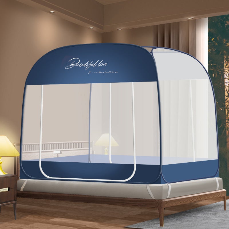 New Yurt Installation-Free Mosquito Net Household Anti-Fall Bedroom Encryption Thickened Double Door Approval - Image 3