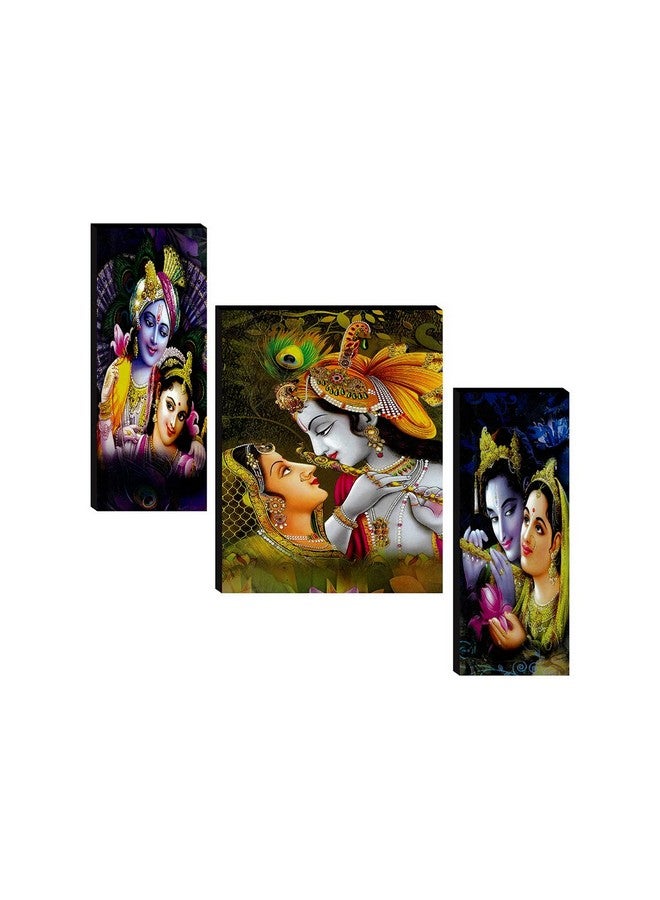 SAF paintings Set of 3 Radha Krishna UV Textured Home Decor Self Adhesive Painting 18 Inch X 12 Inch (Multi Color) - Image 1