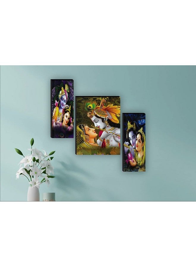 SAF paintings Set of 3 Radha Krishna UV Textured Home Decor Self Adhesive Painting 18 Inch X 12 Inch (Multi Color) - Image 2