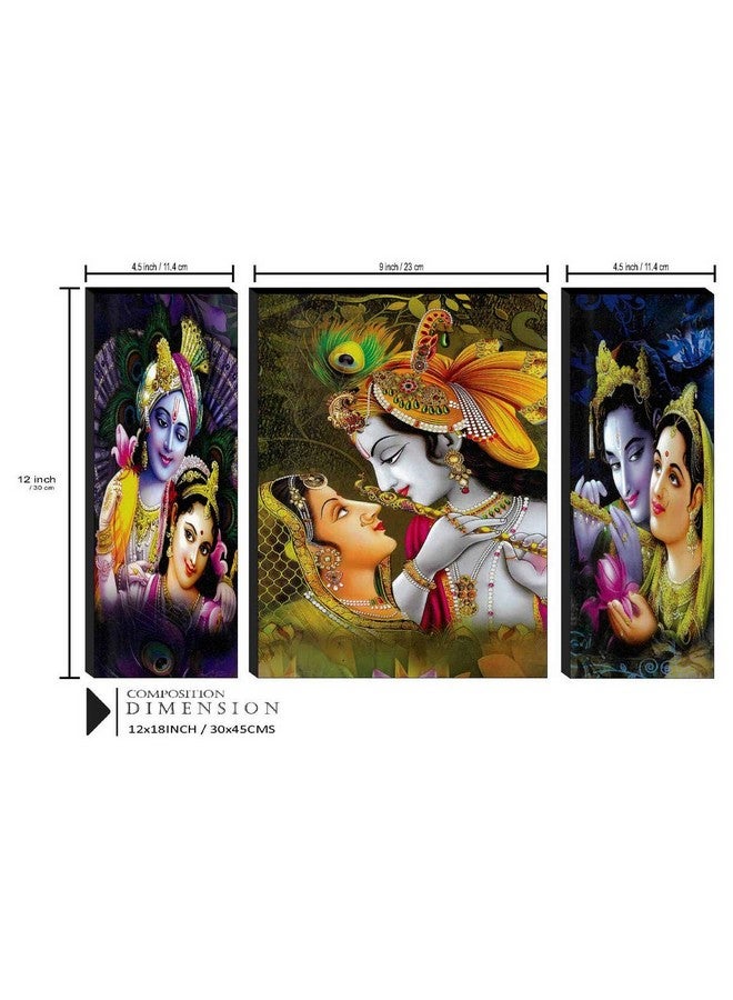SAF paintings Set of 3 Radha Krishna UV Textured Home Decor Self Adhesive Painting 18 Inch X 12 Inch (Multi Color) - Image 3