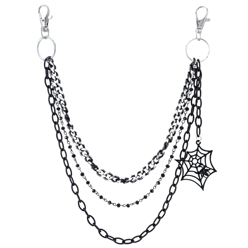 GOGZBD Layered Pants Chain keychain for Women Men Punk Wallet Chains Hiphop Jeans Keychain Halloween Jewelry (F-black layered chain) - Image 1