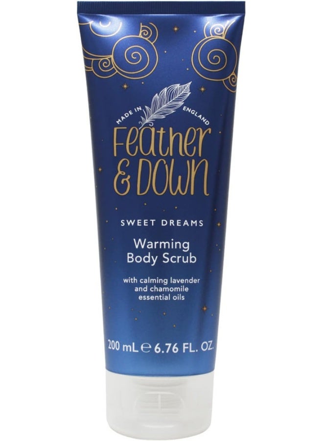 Feather & Down Warming Body Scrub (200ml) - With Calming Lavender And Chamomile Essential Oils Exfoliates And Gently Warms Tired Muscles Relieving Tensions from the day - Image 1