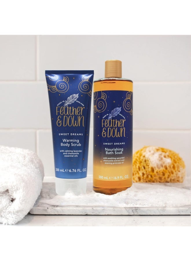 Feather & Down Warming Body Scrub (200ml) - With Calming Lavender And Chamomile Essential Oils Exfoliates And Gently Warms Tired Muscles Relieving Tensions from the day - Image 4