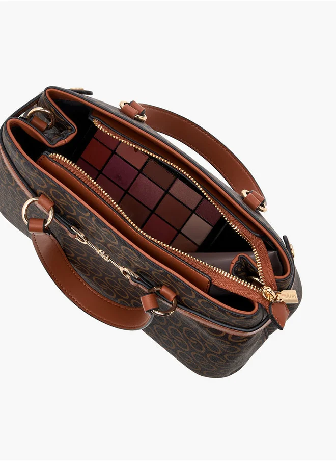 Celeste Monogram Print Crossbody Bag with Zip Closure and Adjustable Strap