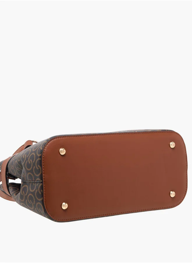 Celeste Monogram Print Crossbody Bag with Zip Closure and Adjustable Strap