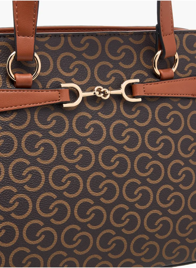 Celeste Monogram Print Crossbody Bag with Zip Closure and Adjustable Strap