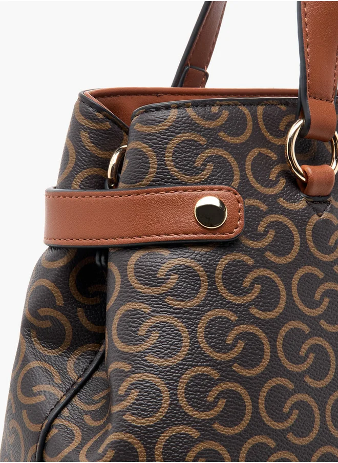 Celeste Monogram Print Crossbody Bag with Zip Closure and Adjustable Strap
