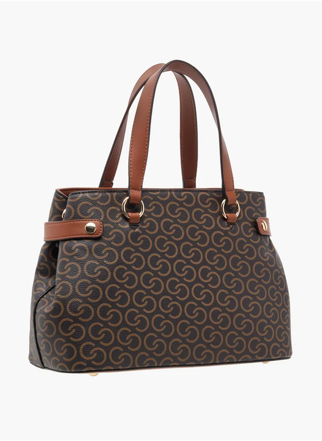 Celeste Monogram Print Crossbody Bag with Zip Closure and Adjustable Strap