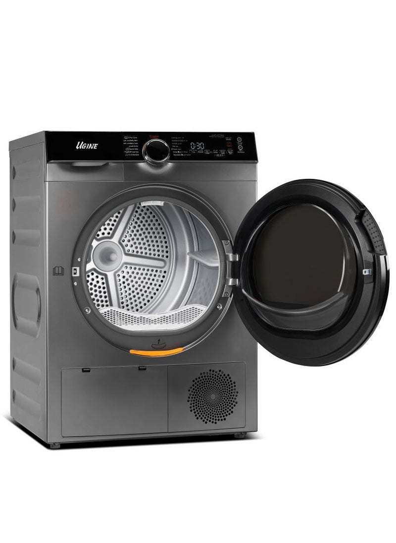 UGINE Ugine Condenser Dryer, 10 KG, Front Load, A Class, 70% Energy Saving, Inverter, Steel - UWFMHP10  - Image 2