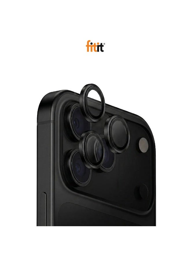 FITIT Camera Lens Protector for iPhone 17 Pro/17 Pro Max - 9H Tempered Glass with Aluminum Ring, Anti-Fingerprint, Easy Installation - Black - fitit - Image 1
