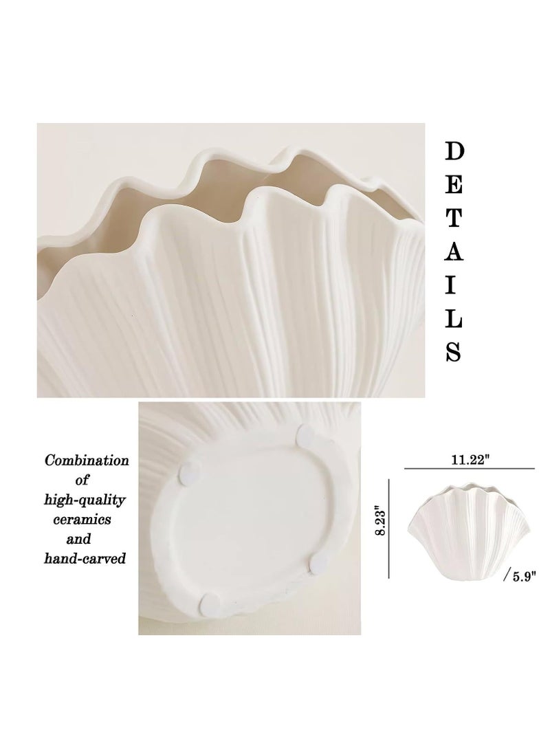 Arabest مزهرية صغيرة الحجم، مزهريات زهور، ديكور منزلي، مزهرية سيراميك إبداعية، صدفة زخرفية لمستلزمات الزفاف وأعياد الميلاد - Image 2