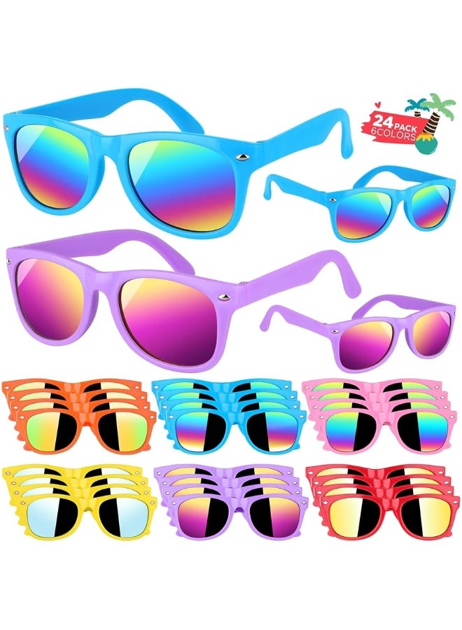GINMIC Kids sunglasses bulk, Kids Sunglasses Party Favor, 24Pack Neon Sunglasses with UV400 Protection for Kids, Boys and Girls Age 3-8, Goody Bag Favors, Great Gift for Pool, Birthday Party Supplies - Image 1