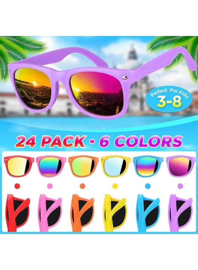 GINMIC Kids sunglasses bulk, Kids Sunglasses Party Favor, 24Pack Neon Sunglasses with UV400 Protection for Kids, Boys and Girls Age 3-8, Goody Bag Favors, Great Gift for Pool, Birthday Party Supplies - Image 4