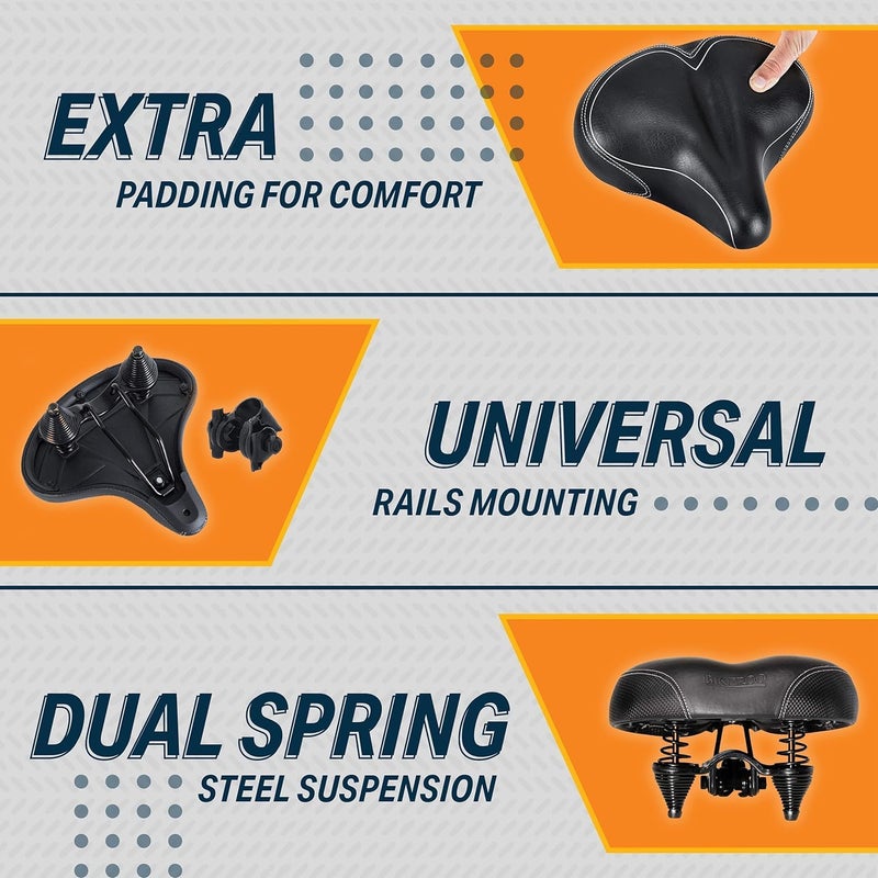 Bikeroo Oversized Bike Seat - Compatible with Peloton, Exercise or Road Bikes - Bicycle Saddle Replacement with Wide Cushion for Men & Womens Comfort - Image 4