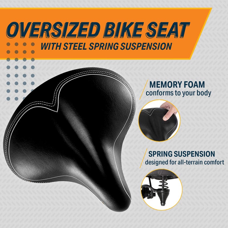 Bikeroo Oversized Bike Seat - Compatible with Peloton, Exercise or Road Bikes - Bicycle Saddle Replacement with Wide Cushion for Men & Womens Comfort - Image 2