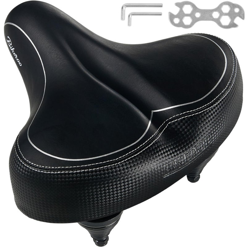 Bikeroo Oversized Bike Seat - Compatible with Peloton, Exercise or Road Bikes - Bicycle Saddle Replacement with Wide Cushion for Men & Womens Comfort - Image 1