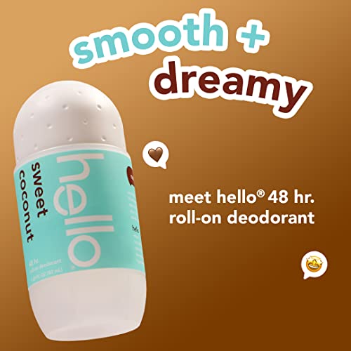 Hello Sweet Coconut Roll On Deodorant Aluminum Free for Women Men 48 Hour Non Sticky Dries Quick No White Residue Travel Size 2 Pack 169 oz Each - Image 5