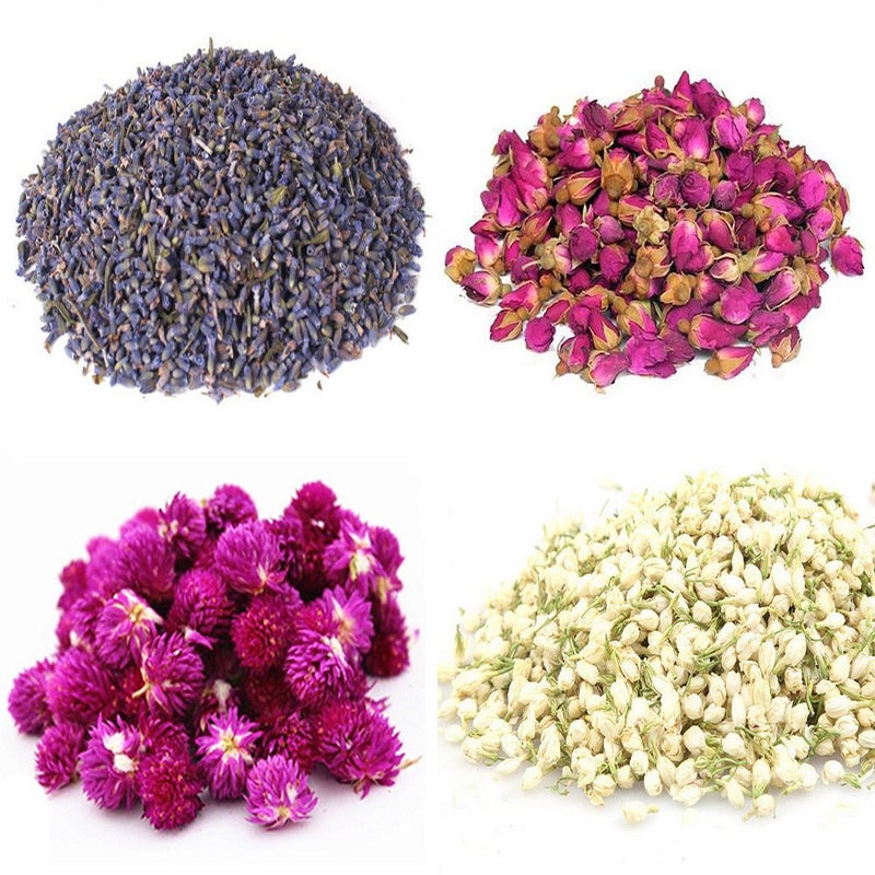 TooGet Pure Fragrant Dried Flowers Includes Lavender, Rose, Gomphrena Globosa, Jasmine, Top Grade Dry Flower for Candle Making, Also for All Kinds of Crafts - Image 1