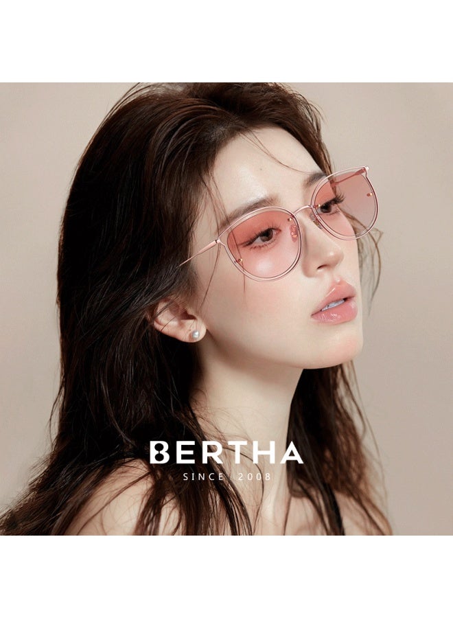 Bertha Pink Sungl For Women With Blush Gradient Cat Eye Sungl, Fashionable Face-slimming Uv Protection For Beach And Back-to - Image 5