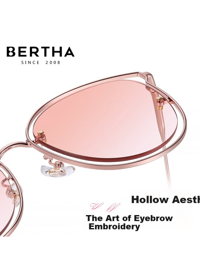 Bertha Pink Sungl For Women With Blush Gradient Cat Eye Sungl, Fashionable Face-slimming Uv Protection For Beach And Back-to - Image 2