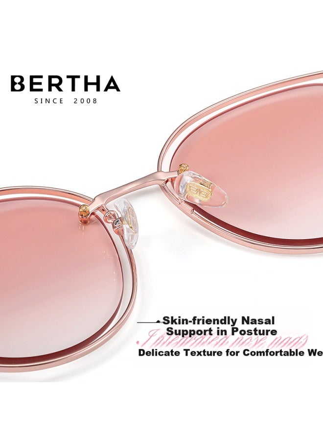 Bertha Pink Sungl For Women With Blush Gradient Cat Eye Sungl, Fashionable Face-slimming Uv Protection For Beach And Back-to - Image 3