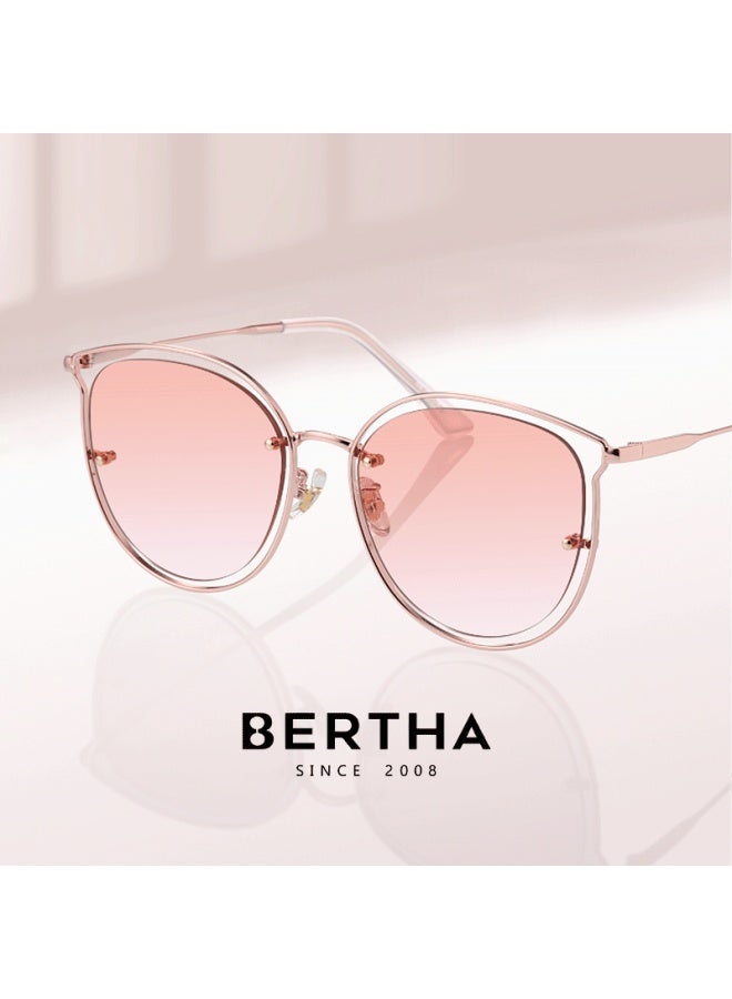 Bertha Pink Sungl For Women With Blush Gradient Cat Eye Sungl, Fashionable Face-slimming Uv Protection For Beach And Back-to - Image 1