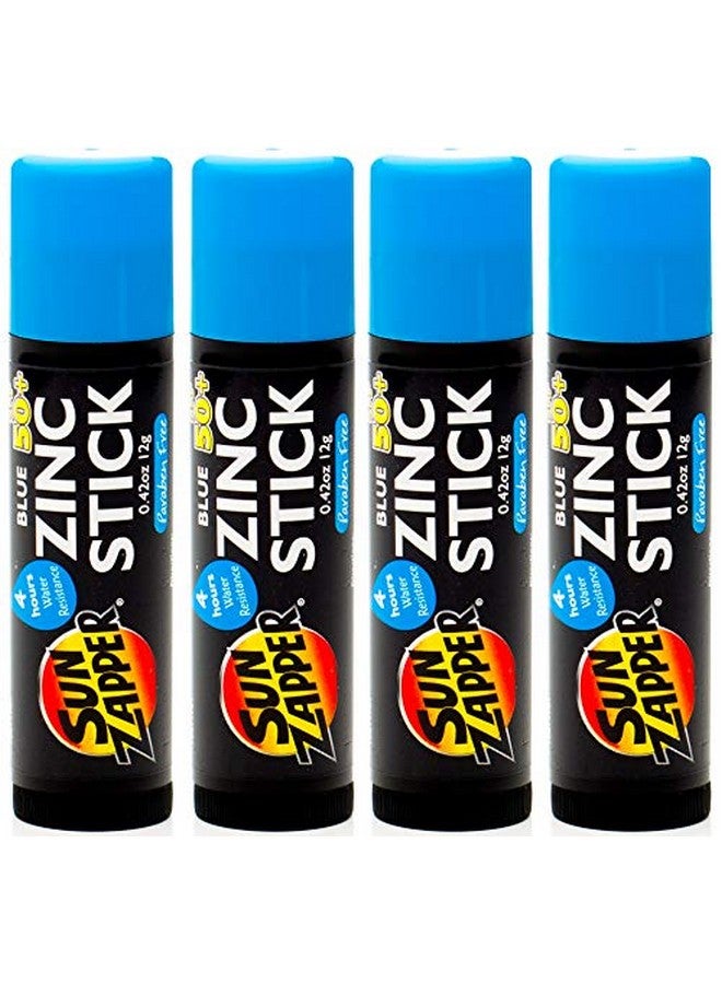 Sun Zapper Zinc Stick Mineral Sunscreen Blue SPF 50+ Water Resistant for Face & Body, Adults, Kids, 4-Pack Broad Spectrum Sun Block, Made in Australia - Image 1