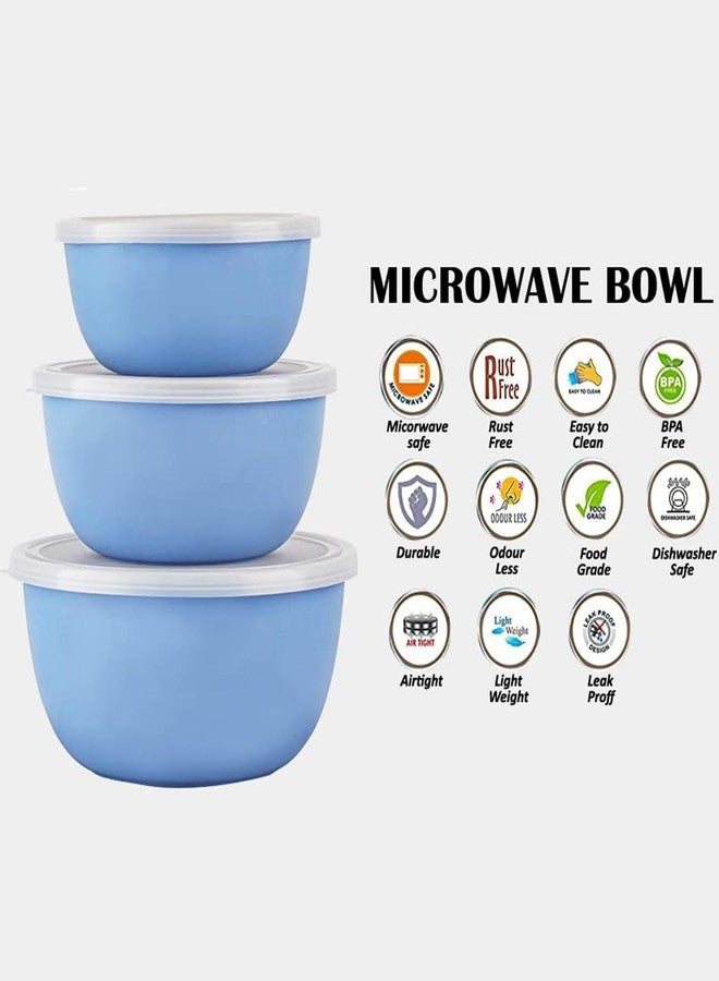 POGON Microwave Safe Bowls, Serving Bowl with Lid, Set of 3, 500ml, 1000ml & 1500ml, (Blue,Red) - Image 5