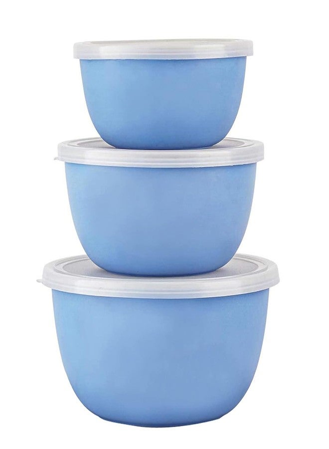 POGON Microwave Safe Bowls, Serving Bowl with Lid, Set of 3, 500ml, 1000ml & 1500ml, (Blue,Red) - Image 1