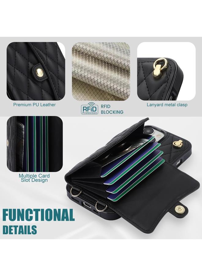 زبون جراب هاتف iPhone 13 mini Crossbody Rhompical Horizontal Wallet Leather - Image 5