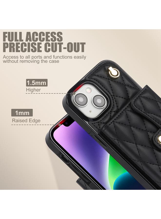 زبون جراب هاتف iPhone 13 mini Crossbody Rhompical Horizontal Wallet Leather - Image 4