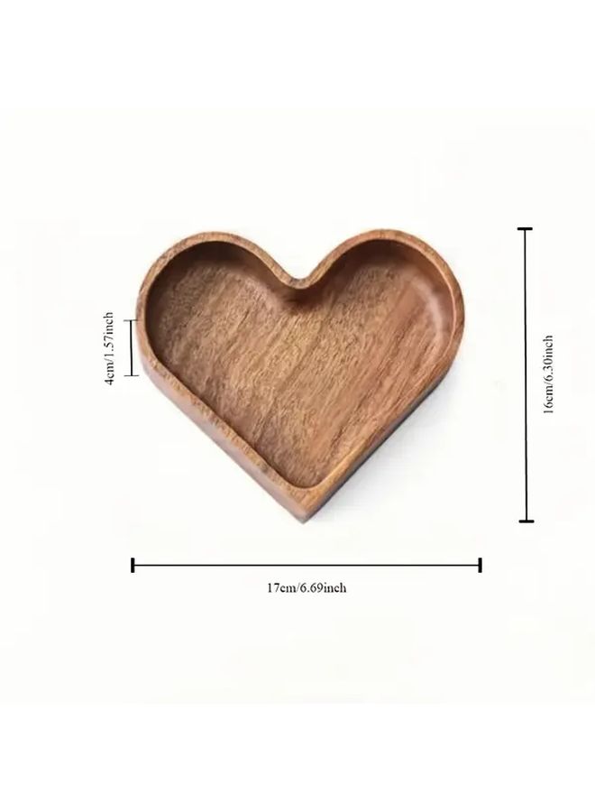 Walnut Wooden Interlocking Heart Shaped Serving Platter Set 4pcs For Party - Image 2