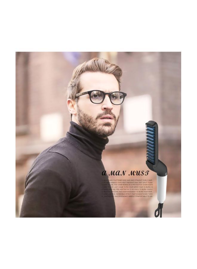 NIBEMINENT Multifunctional Hair Straightening Comb Black/Blue/White - Image 2