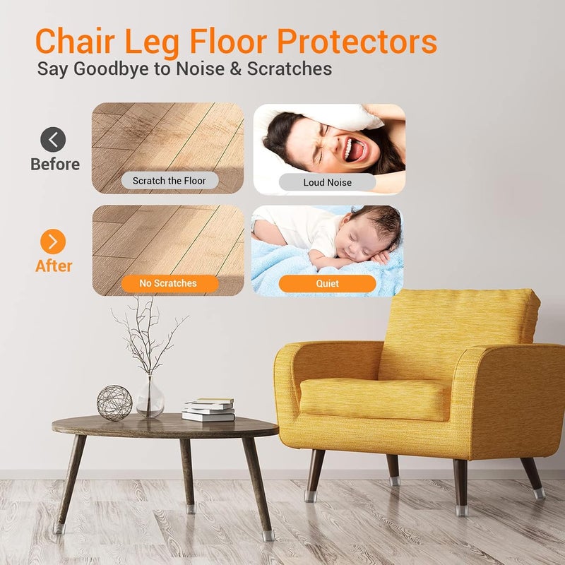 Glaais 36 Pcs Square Chair Leg Floor Protectors, Felt Furniture Pads for Hardwood Floors, Chair Leg Protectors for Hardwood Floors, Floor Protectors for Chairs, No Scratches and Reduce Noise - Large Size - Image 2