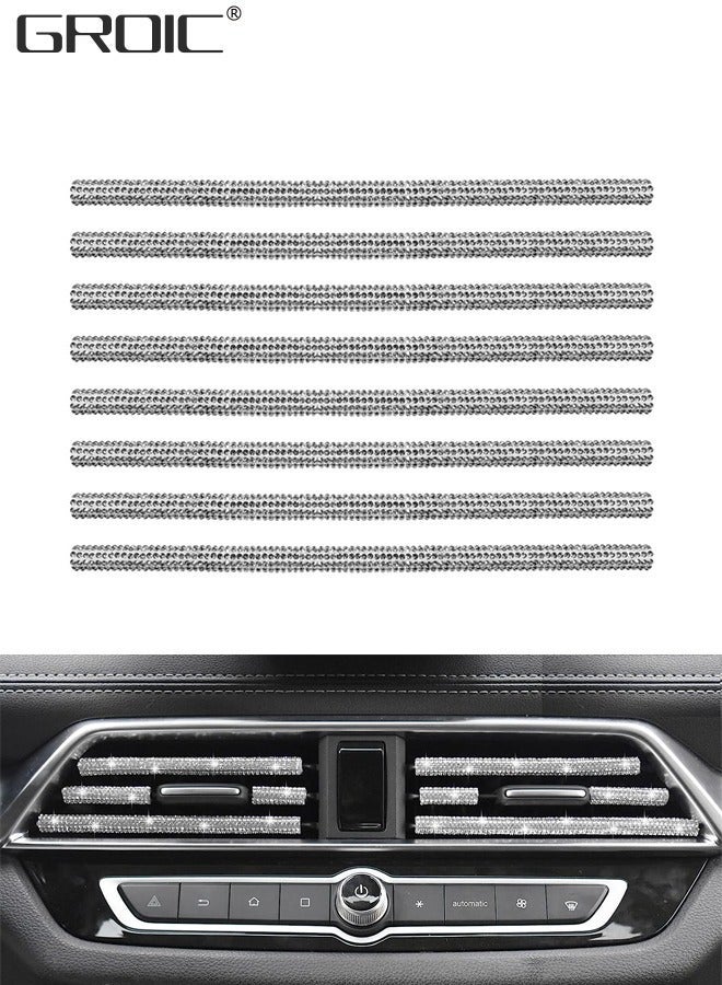 GROIC 8 Pcs Bling Car Stickers, Self Adhesive Interior Accessories, Diamond Rhinestone Decoration Strip, Accessories - Image 1