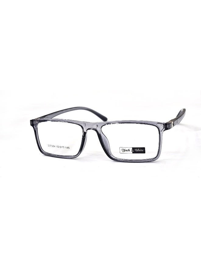 Modern unisex eyeglasses with a full-rim rectangular design in Gray. Crafted from durable TR material for flexibility and lightweight comfort, featuring 180° flexible hinges for a secure fit. Perfect for daily wear, suitable for prescription or blue light lenses.